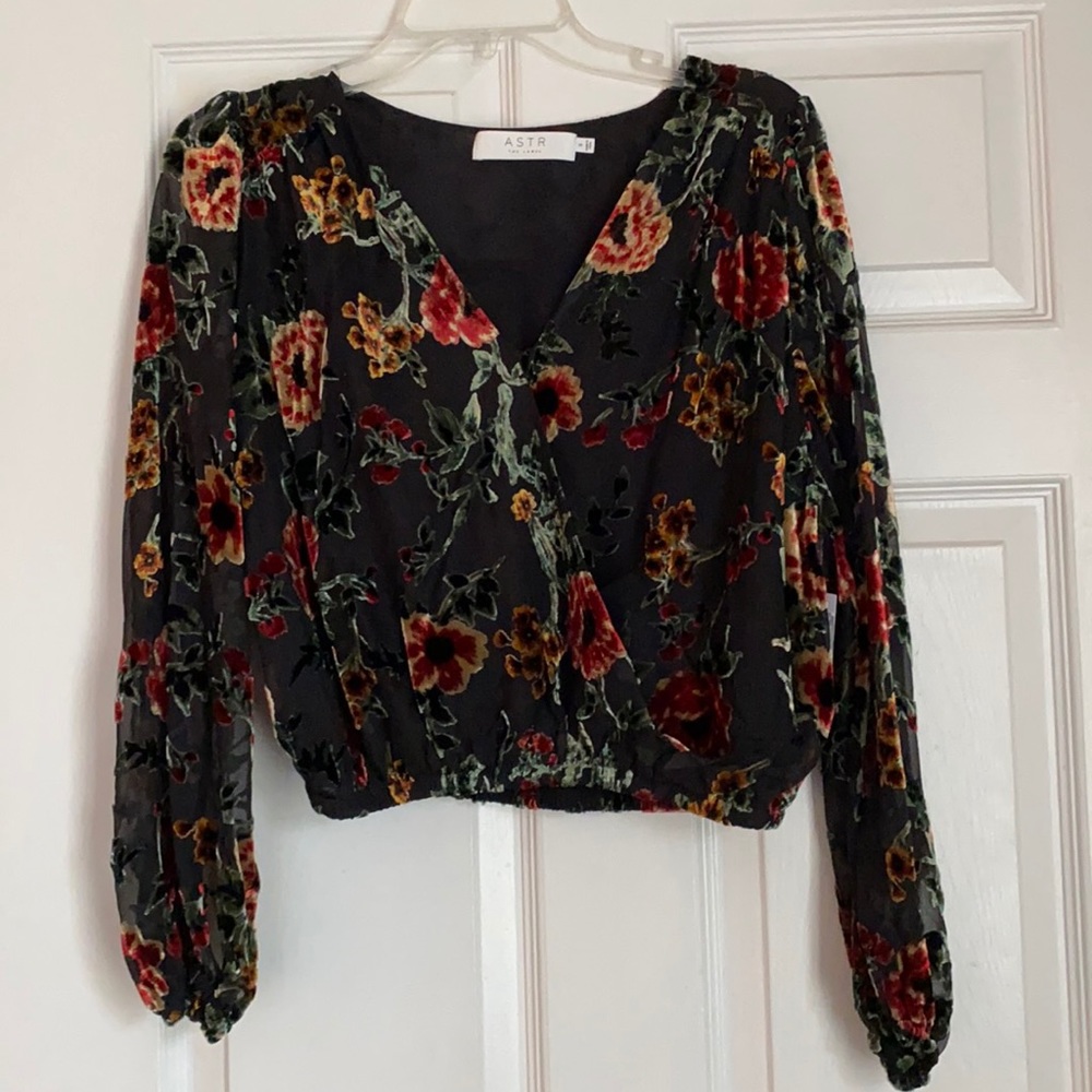 ASTR the label sheer long sleeve blouse